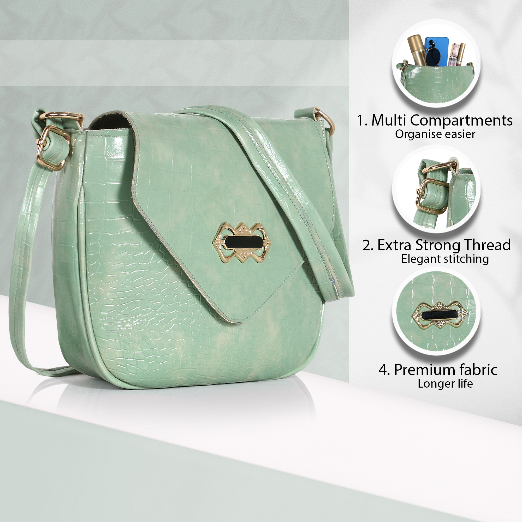 Sling Croco Green Bag